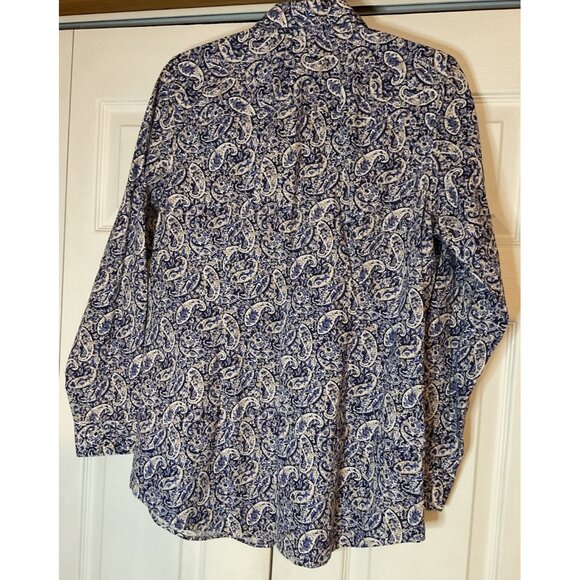 Orvis Blue & Tan Paisley Button Up Down Shirt Top 100% Cotton Size 12 - Picture 4 of 4